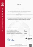 Vores ledelsessystem er certificeret efter ISO 9001:2015 af Bureau Veritas