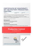 Certificate og Conformity of the Factory Production Control | SH Group A/S Kuopivej 20, DK-5700 Svendborg