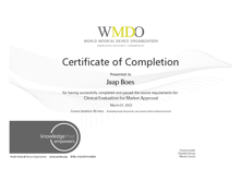 WMDO • world medical device organization Certificate of Completion