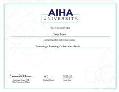 AIHA - Toxicology Certificate