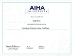 Toxicology certificate