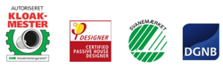 Vi er aut. kloakmestre og er medlem af DME Kloakmestergaranti | VI er certified passive house designer | Svanemærket | DGNB certificeret byggeri