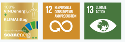 Vi støtter FN's verdensmål om ansvarligt forbrug og produktion (12) samt klimaindsats(13)